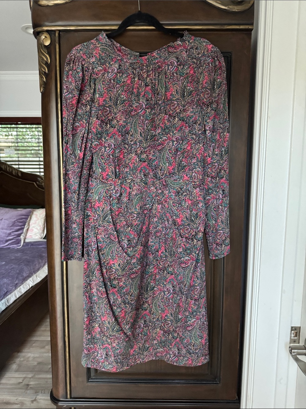 Rebeca Taylor Women's Paisley Long-Sleeve Midi Dress - Pink Multi size 8
